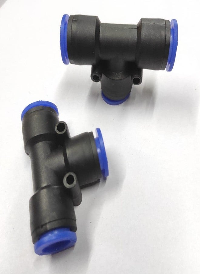 DLEIN 12mm X12mm X12mm One Touch Push In Tee Shape 3 Way Connector Quick Fittings Pneumatic Straight Push Connector in Pneumatic Quick Fittings Size12mm X12mmX12mm T(Pack of 2) - Image 1